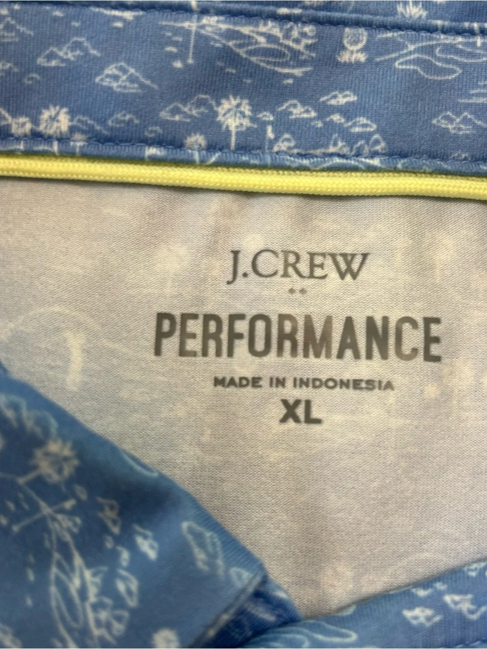 J. Crew Golf Polo Shirt Mens XL Blue Tiny Golfers AOP Pickleball Tennis Preppy
